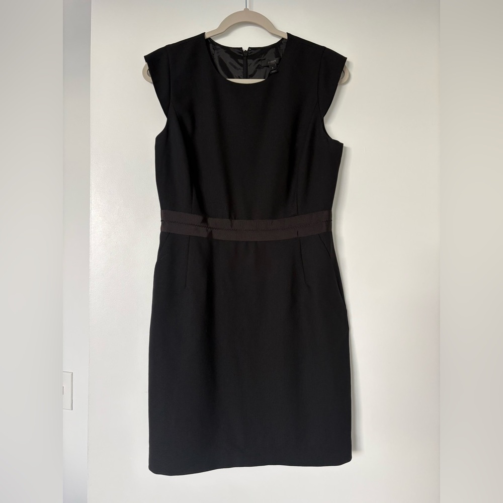 J. Crew Classic Black Midi Dress Size 8 Preppy Timeless LBD